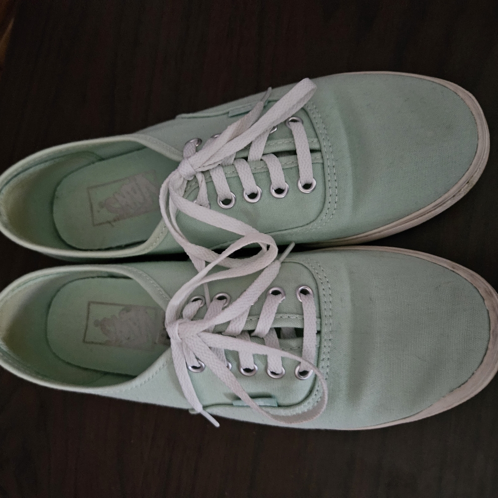 Vans Green and White Classic Sneakers